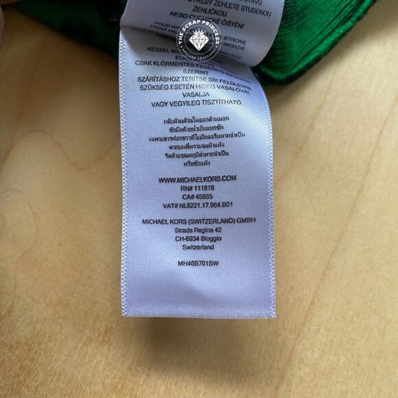 Michael Kors Zebra Print Green V Neck Sweater - Picture 7 of 8